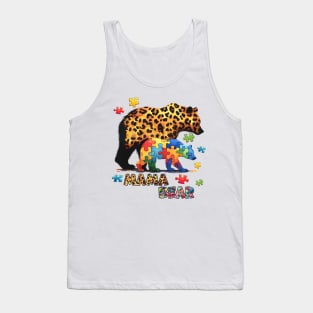 Autism Mama Bear Autism Awareness Gift for Birthday, Mother's Day, Thanksgiving, Christmas Tank Top